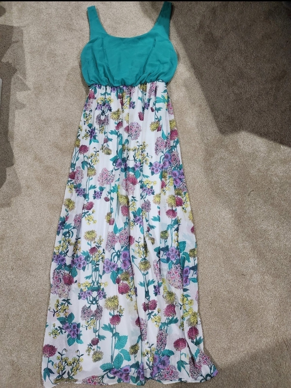 Bisou Bisou Teal and White Floral Dress